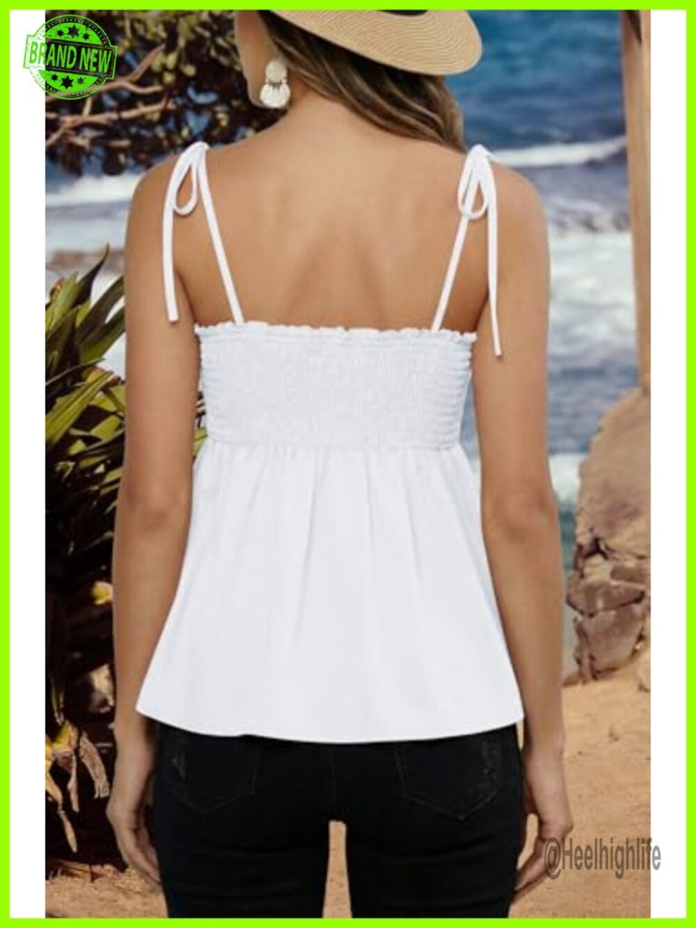 Sexy Square Neck Peplum Cami Top Summer Going Out Shirt - Picture 2 of 6